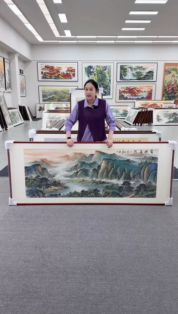 国画手绘  219*88   富水长流