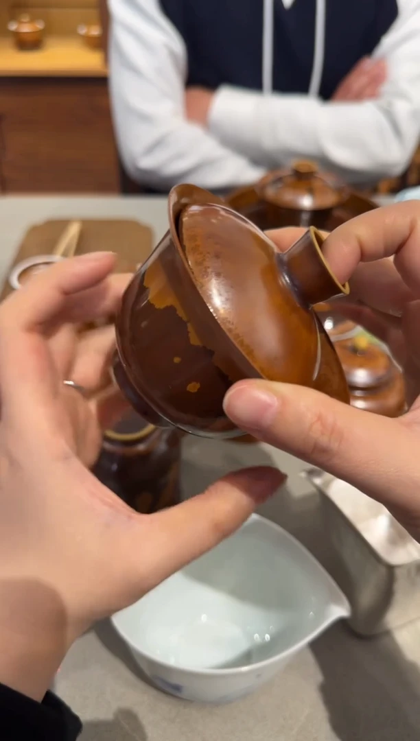 荣器 木首釉 二才盖碗-2