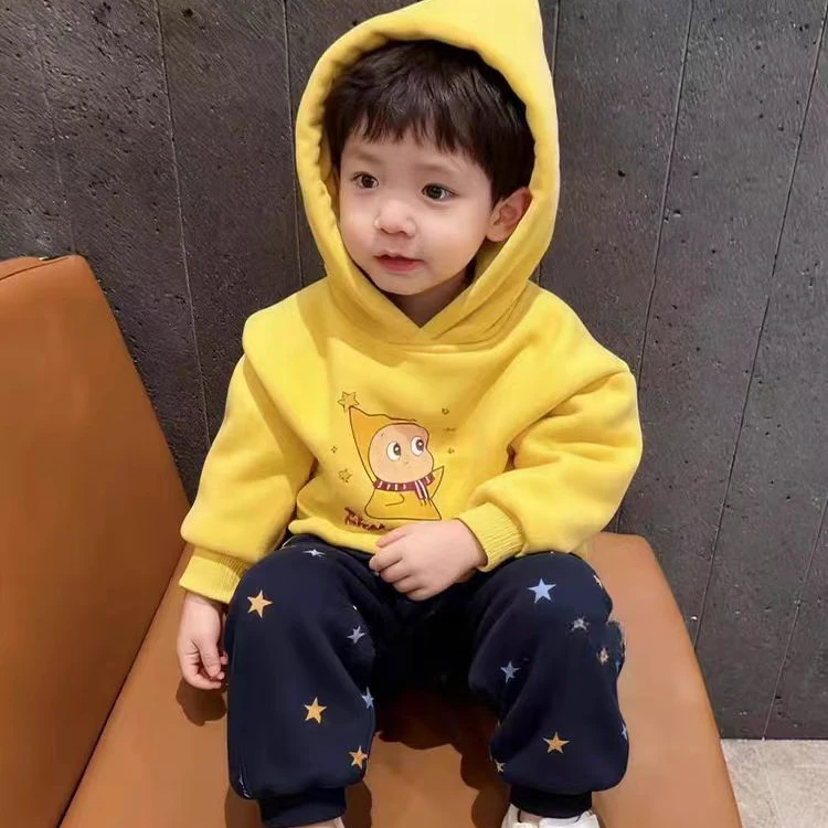 【加绒加厚】儿童冬季卡通卫衣2025新款男女童韩版上衣宝宝套头套装