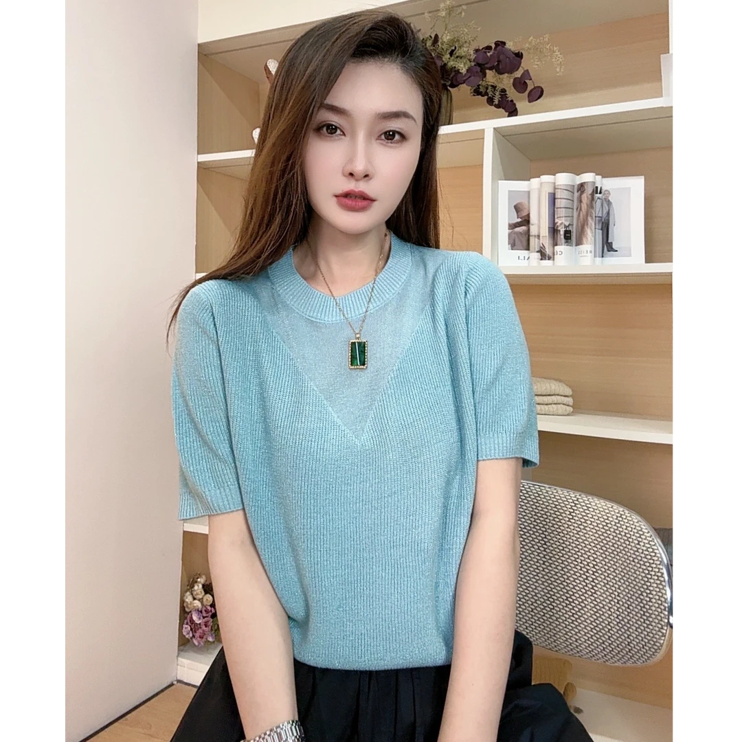 【思思精选】夏季新款时尚显瘦气质l减龄休闲百搭洋气针织衫S884#