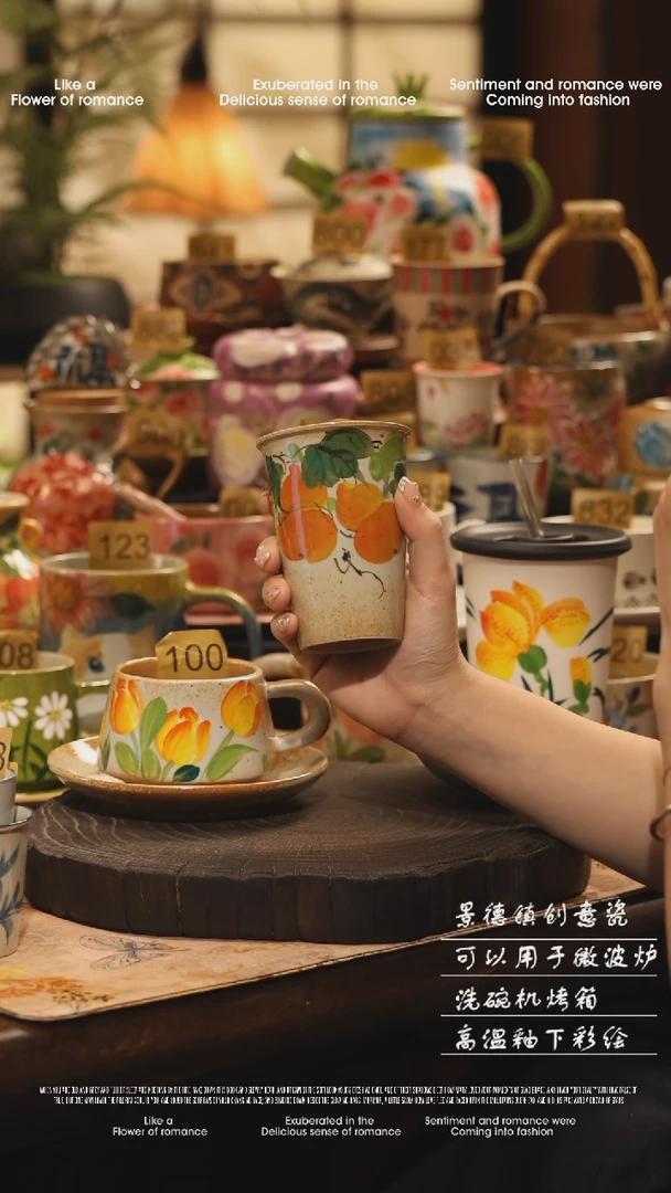 陶瓷景德镇高温釉下彩绘设计师款式