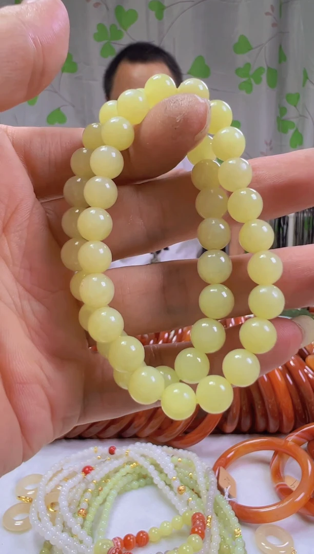 未镶嵌手串和田玉黄口料
