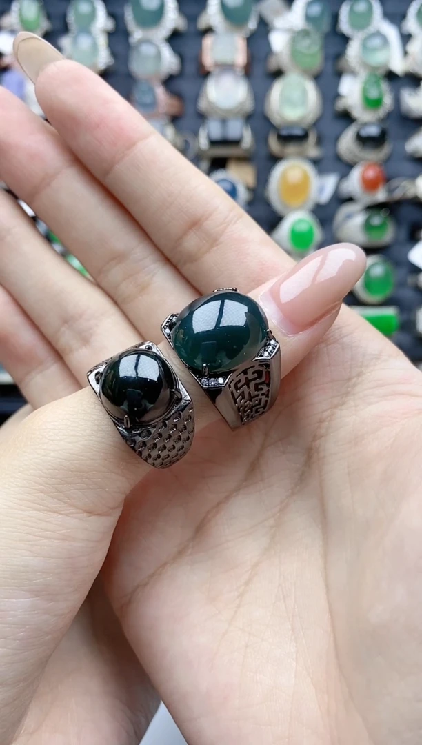 【闪购商品】翡翠戒指银S925镶嵌天然A货翡翠戒指