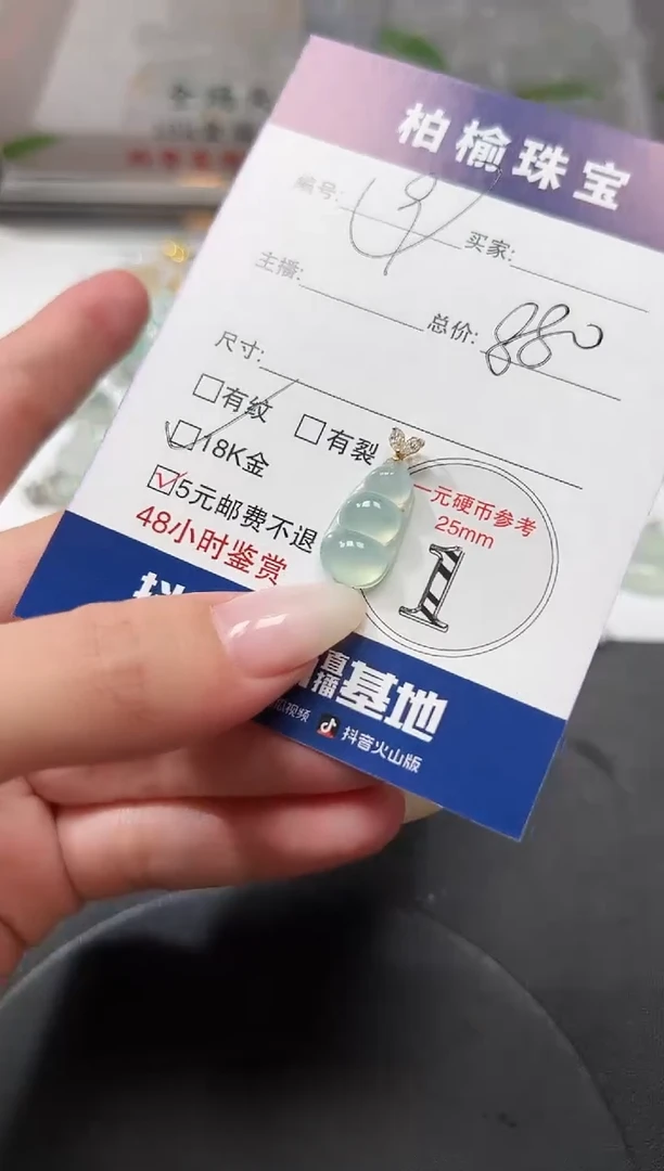 颈饰18K金镶嵌翡翠小***️9豆子