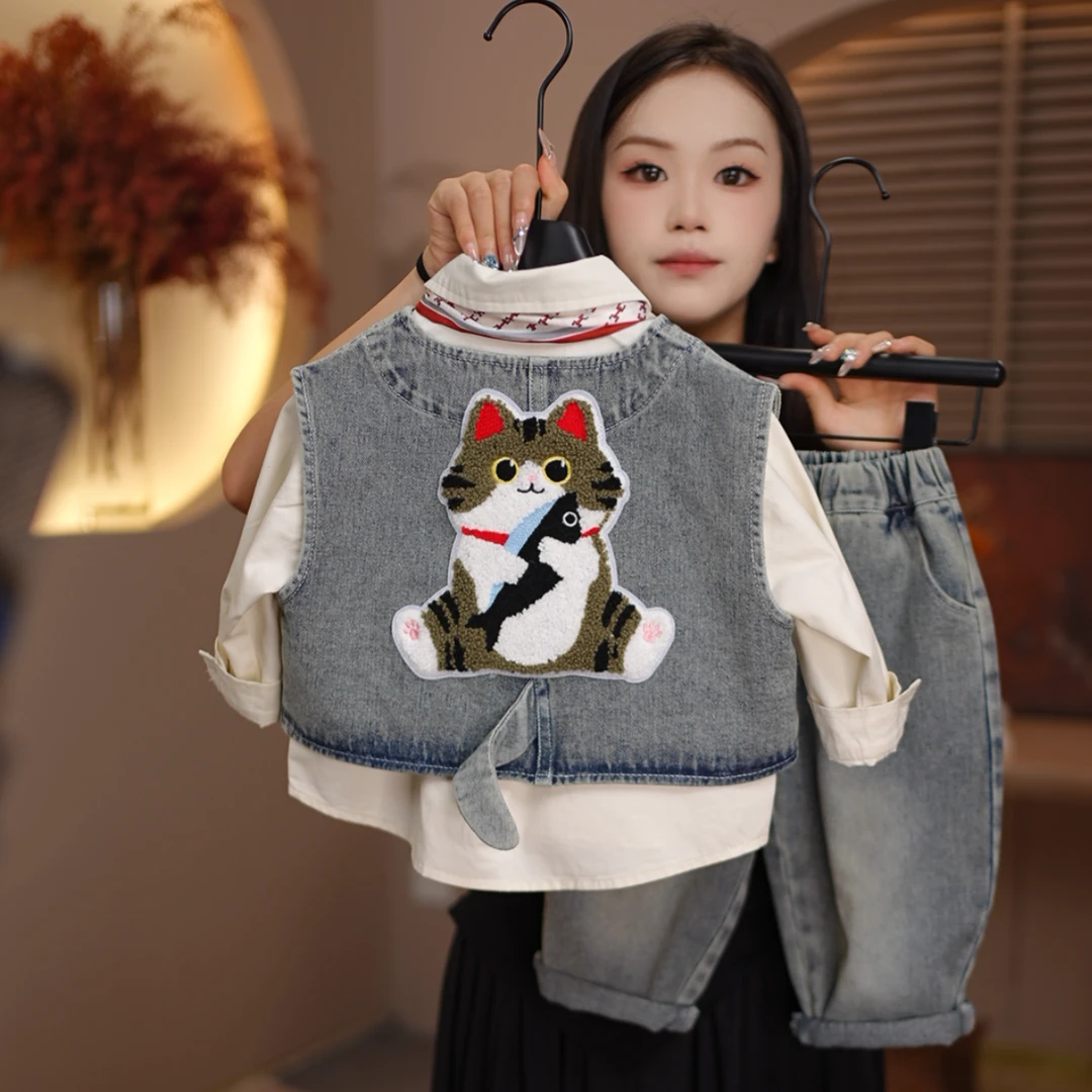 儿童2025秋季男童新款可爱小鱼猫猫休闲韩版设计款百搭套装25Y079