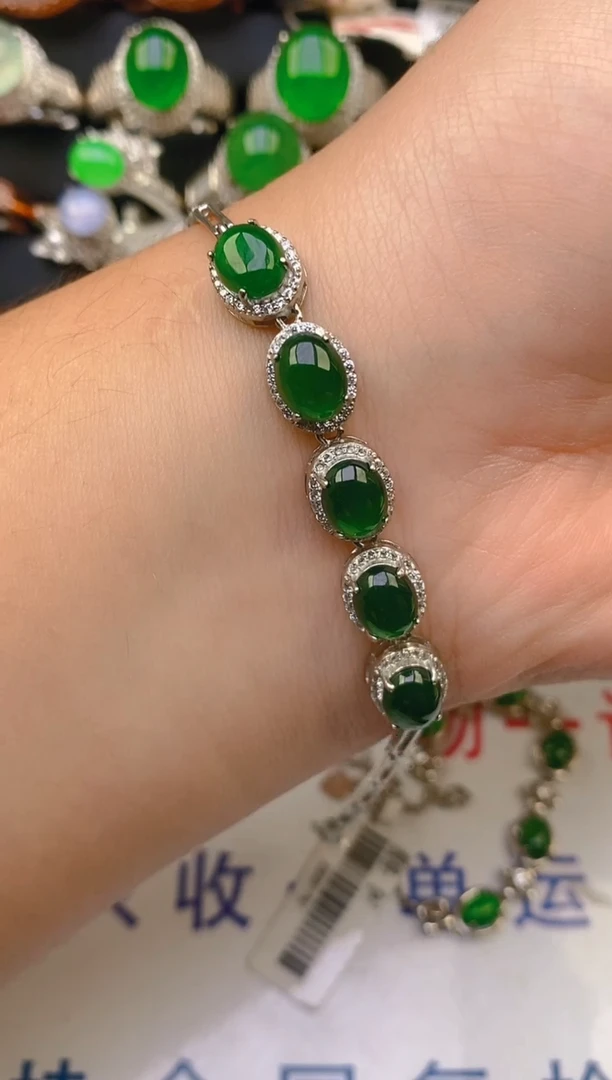 翡翠戒指银S925镶嵌天然