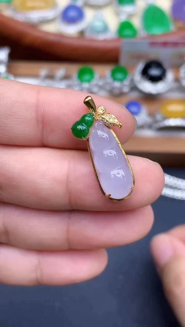 颈饰18K金镶嵌翡翠372-中国好珍宝