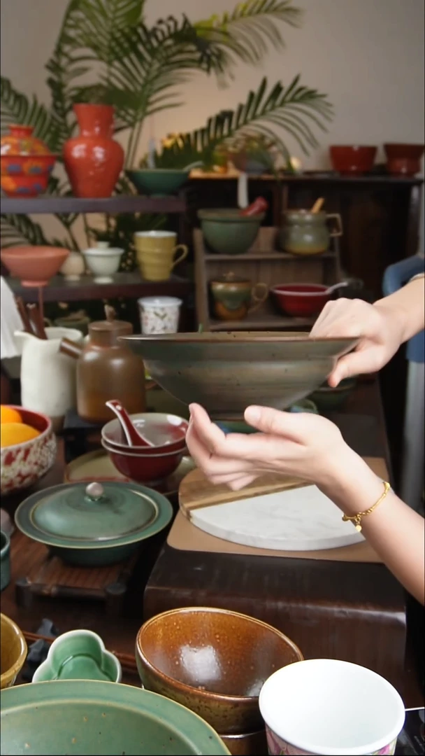 碗景德镇手工高温餐具春盛草帽