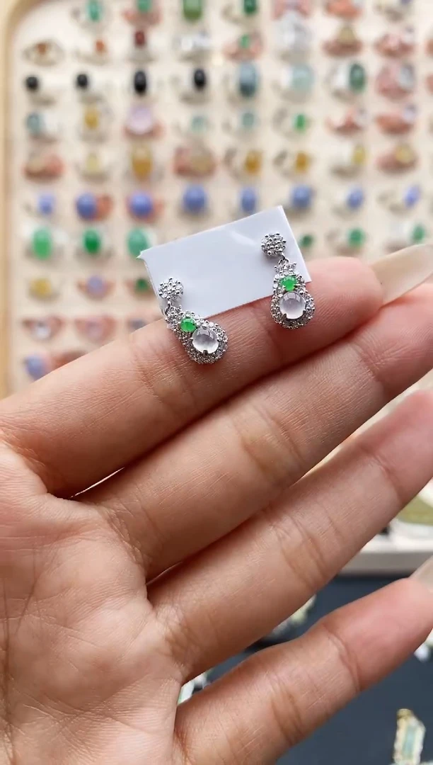 【闪购商品】翡翠戒指银S925镶嵌缅甸天然A货翡翠111  2+多样性发货