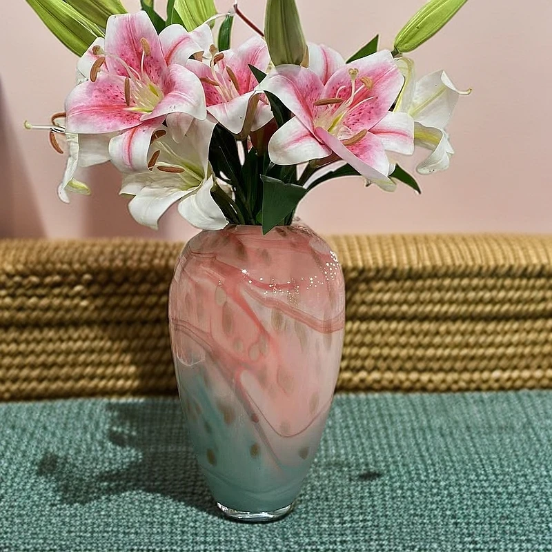 国风山水画花瓶艺术高级轻奢插花摆件桌面玄关摆件