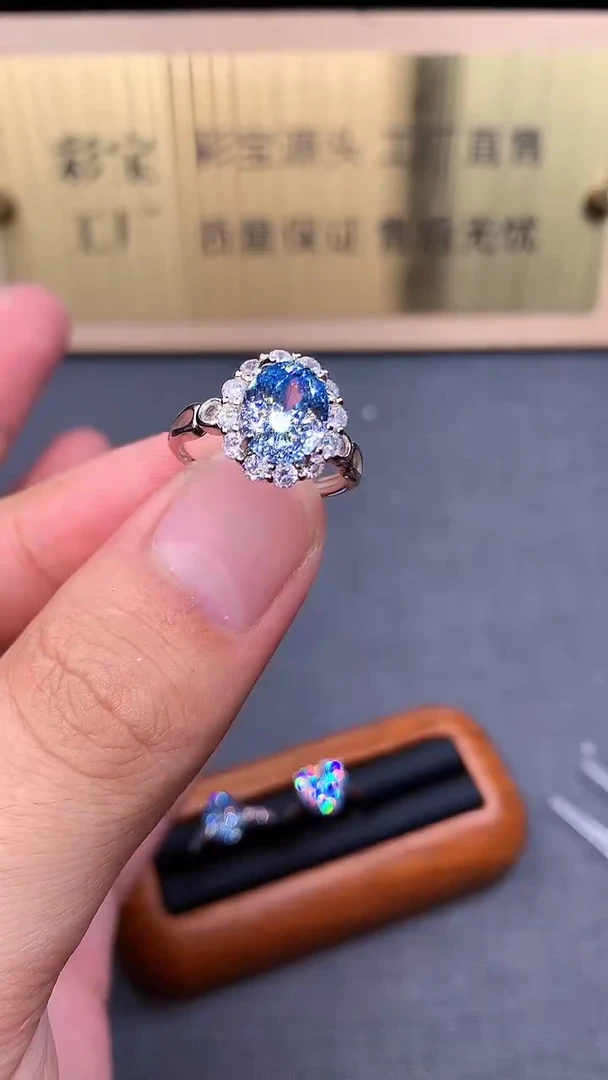 海蓝宝石戒指银S925镶嵌4532
