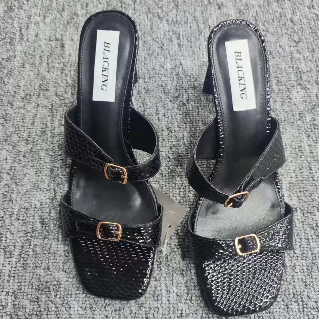 2025新款女鞋（051-100）高跟鞋气质时尚休闲百搭女士黑色细跟包头