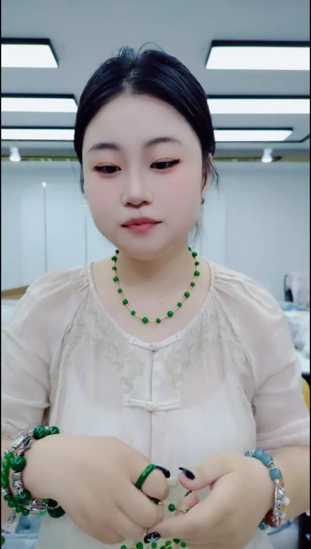 玛瑙/玉髓颈饰合金0915绿满天星