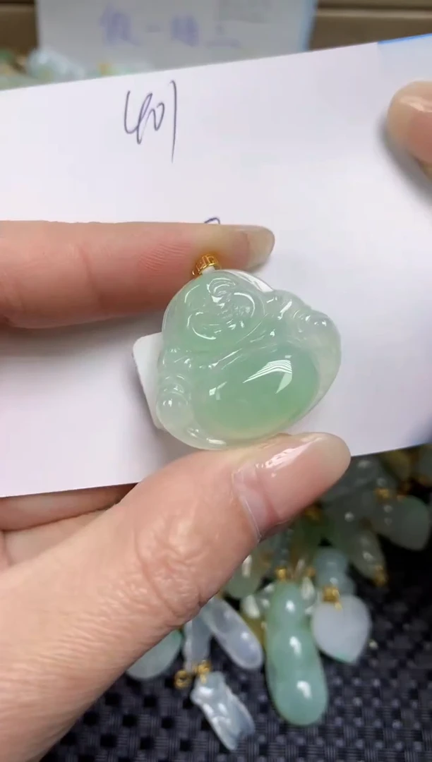 【闪购商品】翡翠颈饰18K金镶嵌天然缅甸A货翡翠