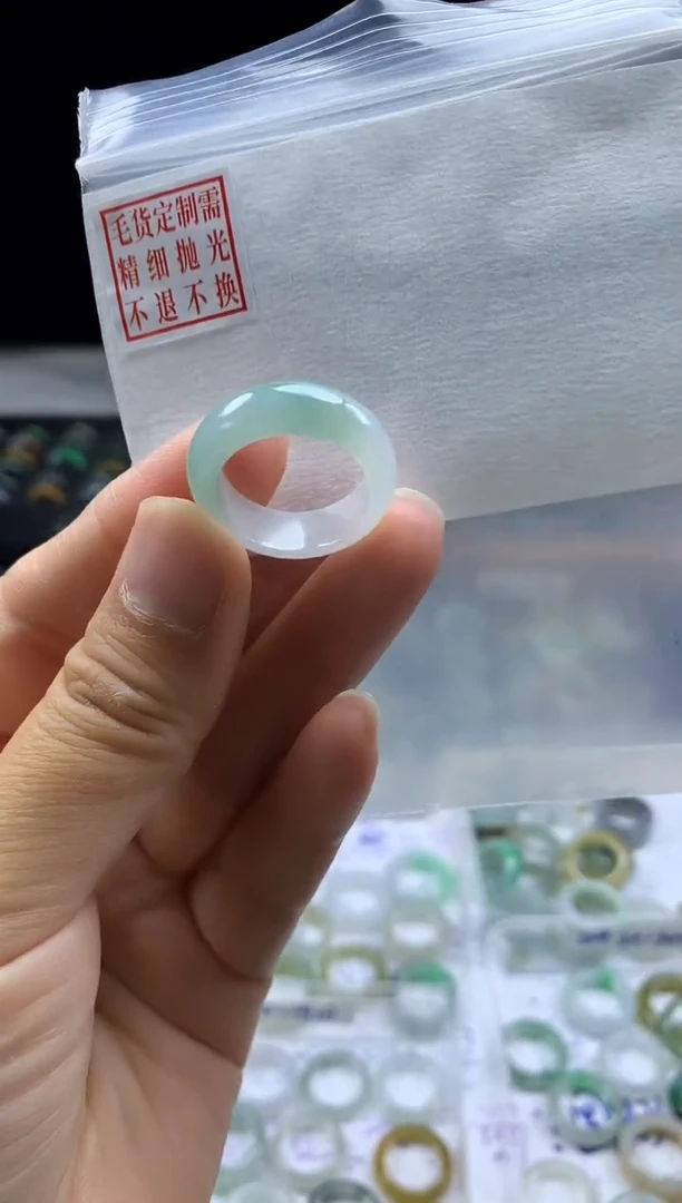 未镶嵌定制翡翠毛货需精细抛光戒圈 14#