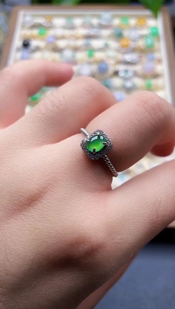 银S925镶嵌戒指翡翠22