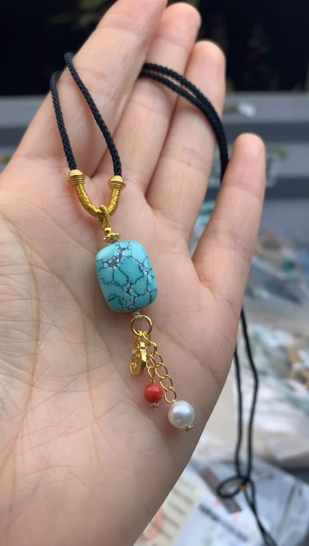 未镶嵌绿松石锁骨链茜.B78