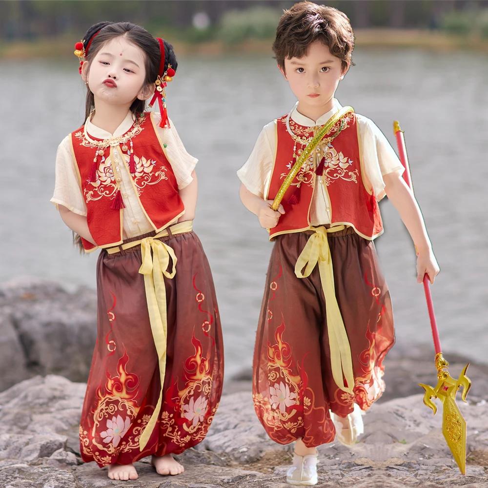 哪吒服装儿童汉服套装2025新款男童女童中国风古装演出服六一表演