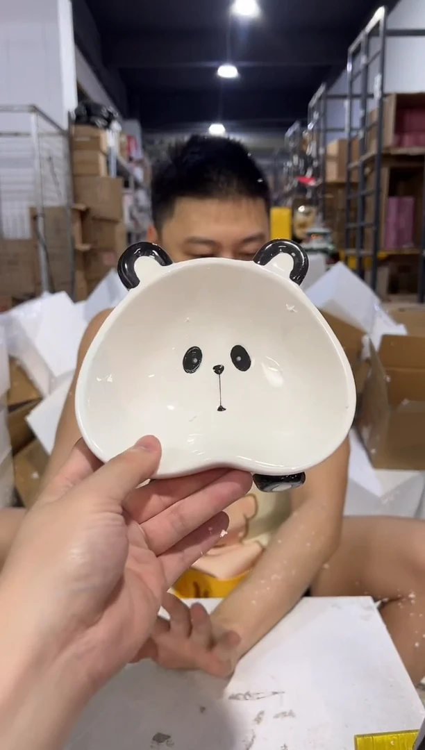 瓷片陶瓷a款爱心熊猫狗粮碗
