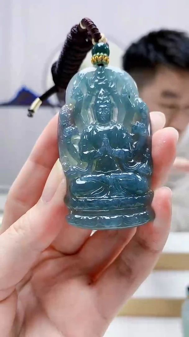 未镶嵌定制翡翠5028zm-毛货挂件千手90
