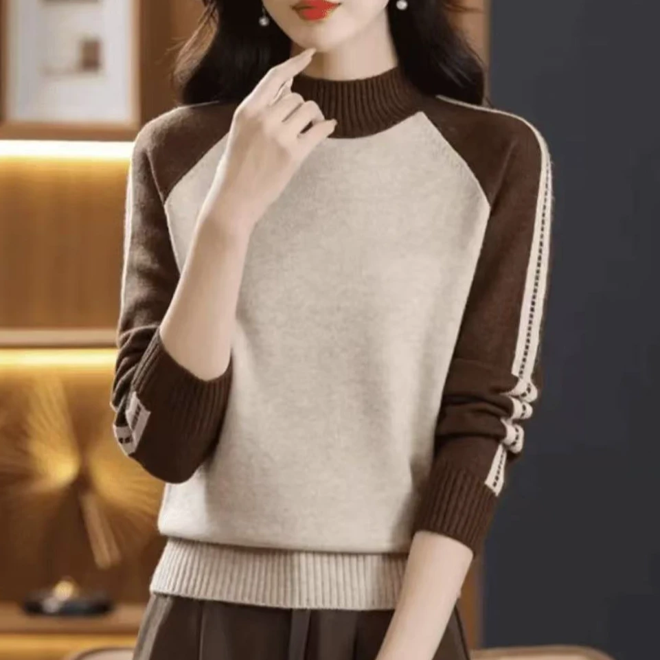 367#秋冬长袖针织衫半高领套头2 70