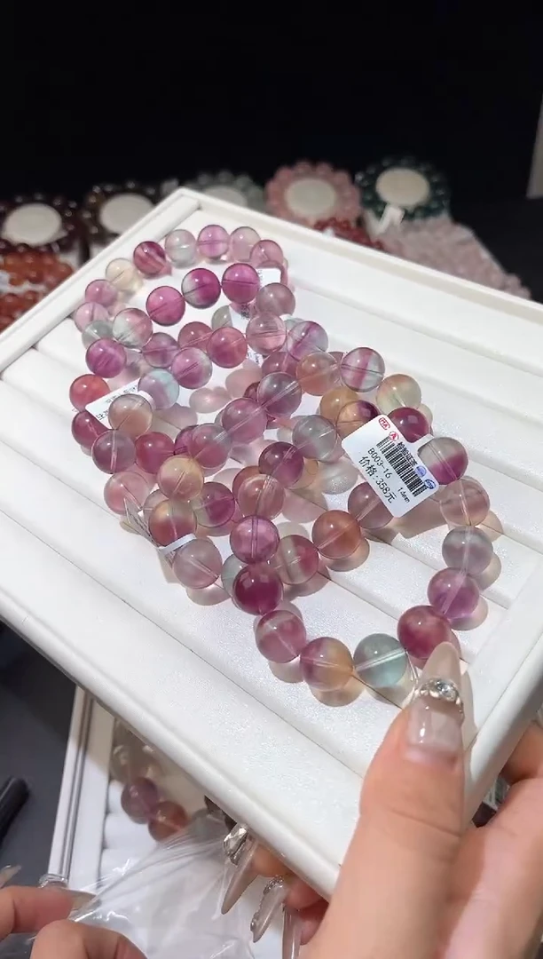 【闪购商品】萤石手链未镶嵌多样性发一七彩萤石14mm