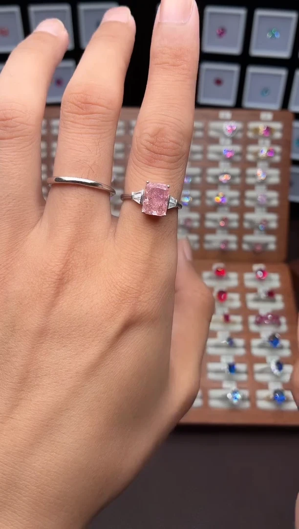 戒指彩色蓝宝石银S925镶嵌111