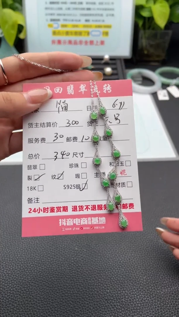 翡翠银S925镶嵌颈饰项链