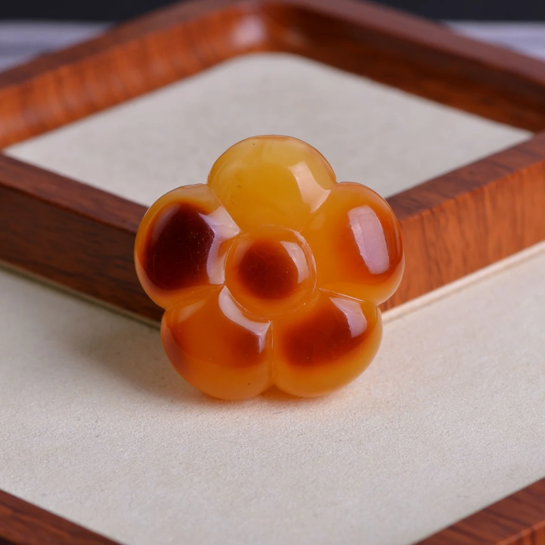 天然琥珀蜜蜡焦皮橘红花花