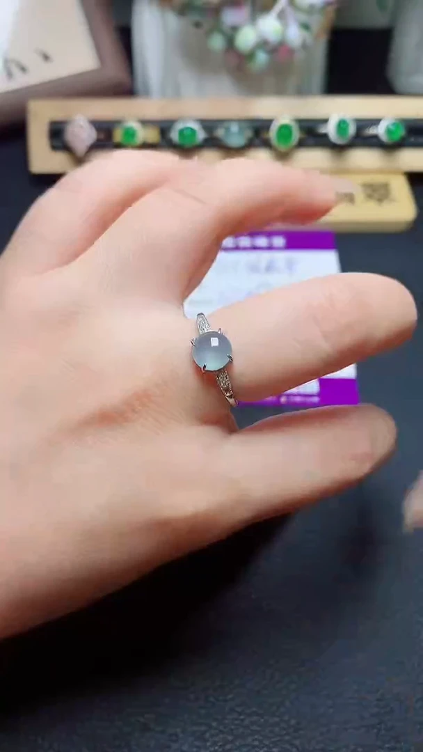 翡翠戒指银S925镶嵌天然翡翠s925银镶嵌