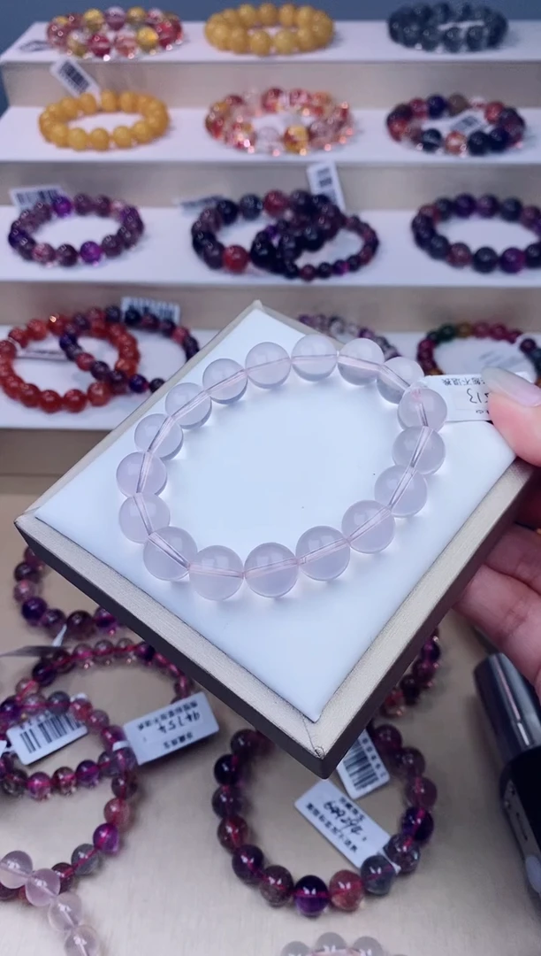 未镶嵌手链芙蓉石粉晶12m+