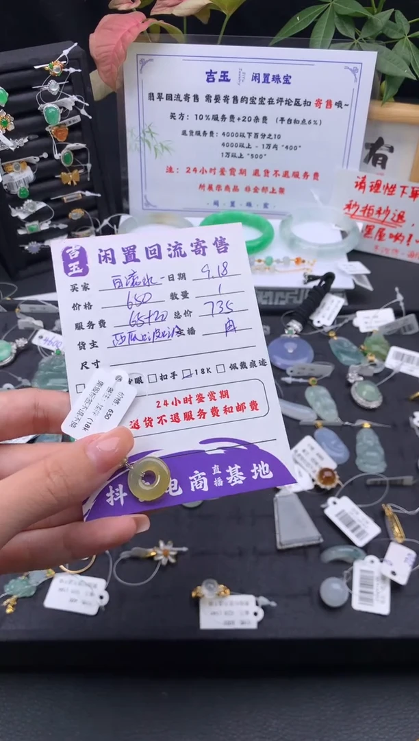 颈饰18K金镶嵌翡翠@****水挂件