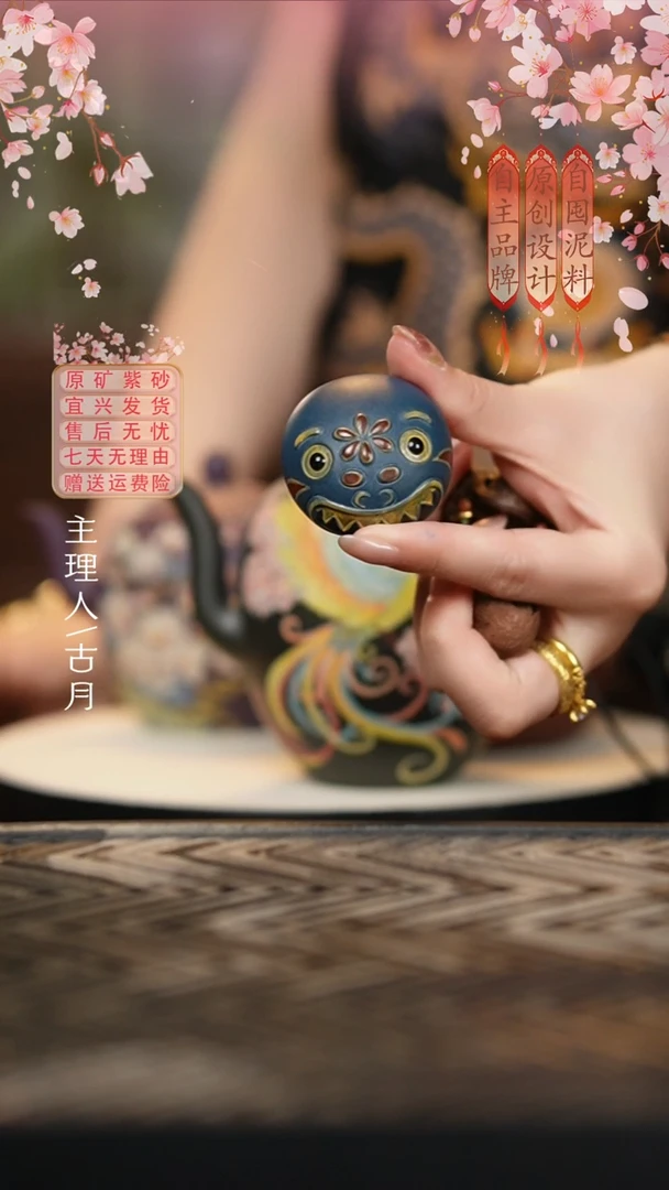 【古月壶来】LT1051墨绿泥全手工“吞金兽”茶宠（单只）
