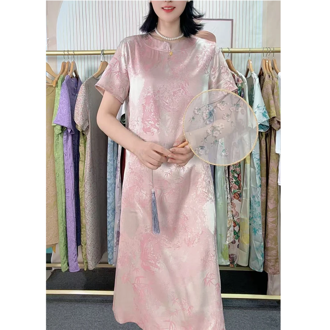 8织花组合夏季宽松连衣裙女装连衣裙妈妈装时尚复古