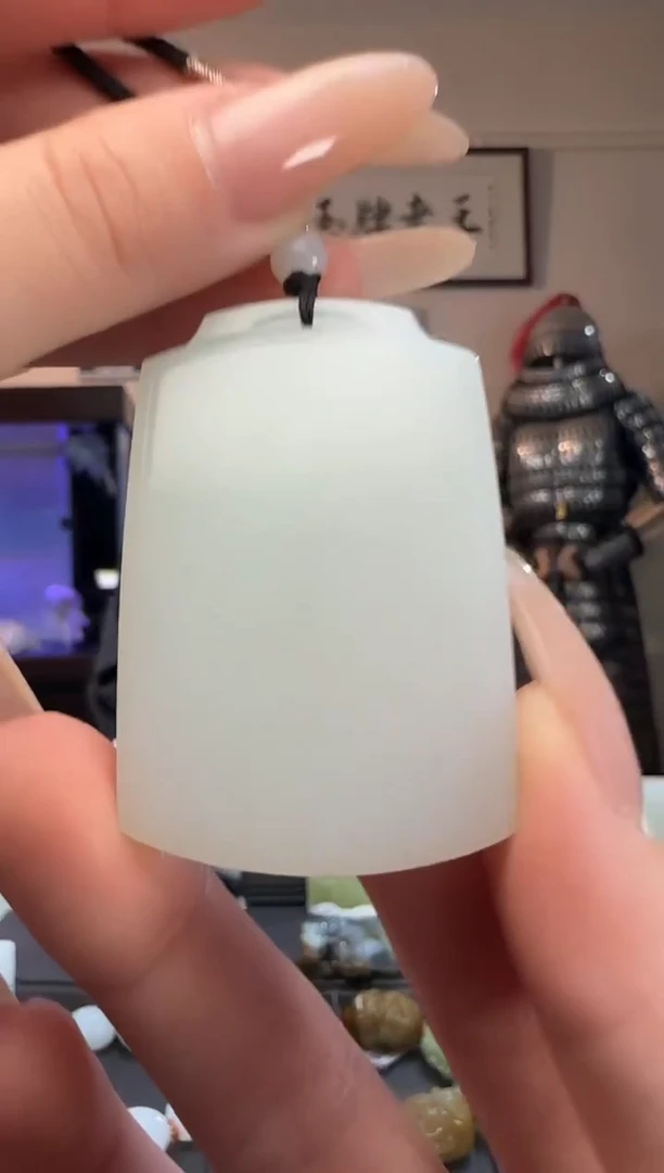 颈饰未镶嵌和田玉白玉无事牌