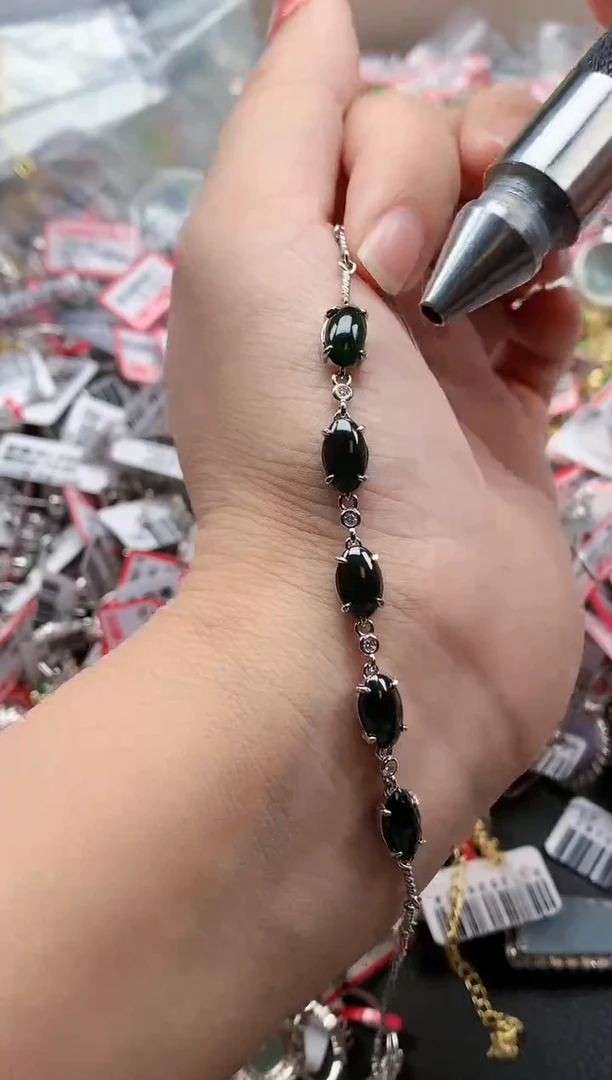 银S925镶嵌戒指翡翠天然A货缅甸翡翠