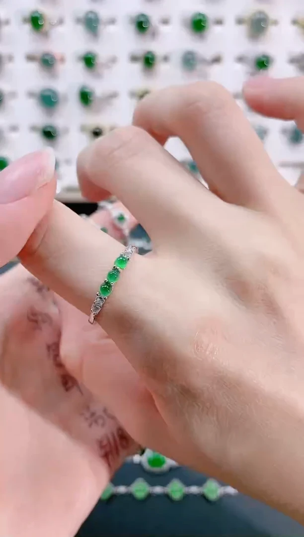 【闪购商品】翡翠戒指银S925镶嵌天然翡翠