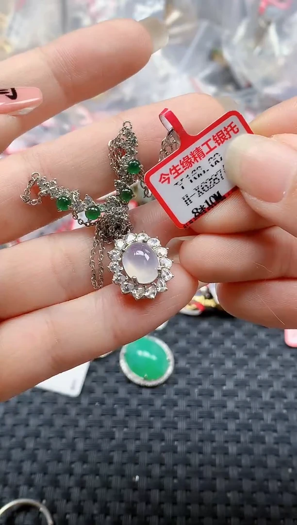 银S925镶嵌戒指翡翠天然A货缅甸翡翠