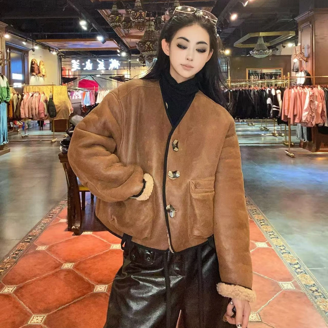 【CY】 83949 新款时尚设计师皮毛一体外套