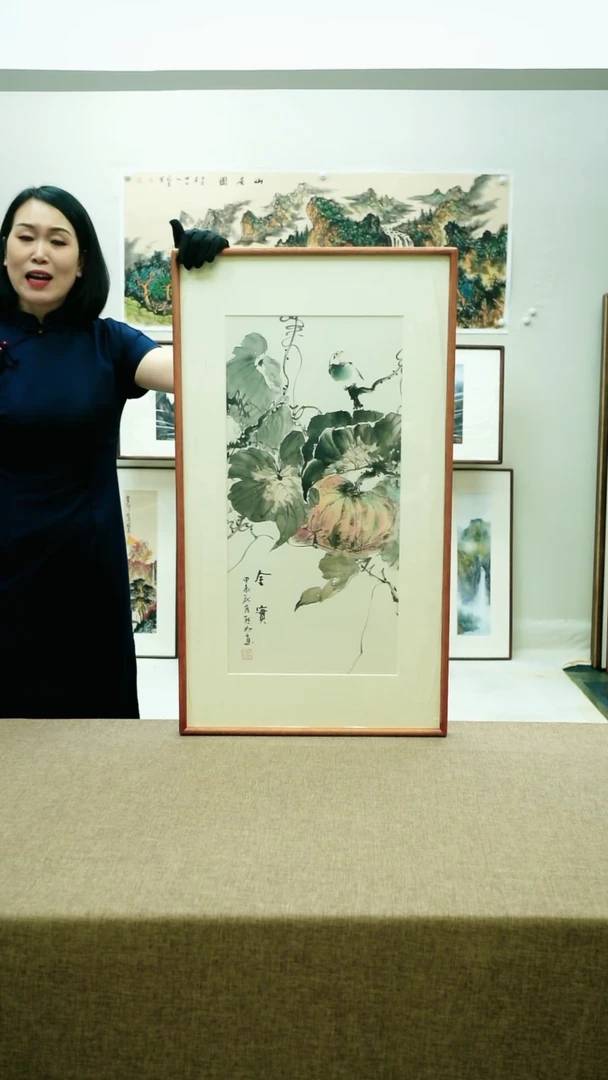 92*62陈默如手绘花鸟带框