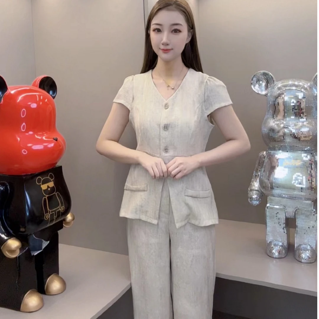 2025夏季新款扎染薄款上衣+裤子两件套显瘦