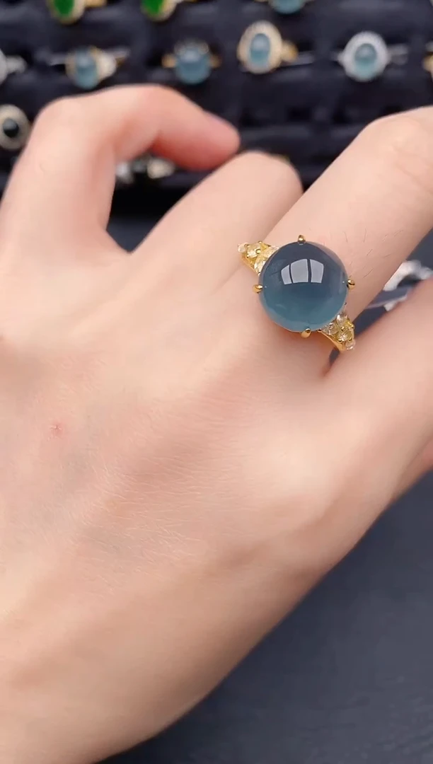 银S925镶嵌戒指翡翠天然a货翡翠413