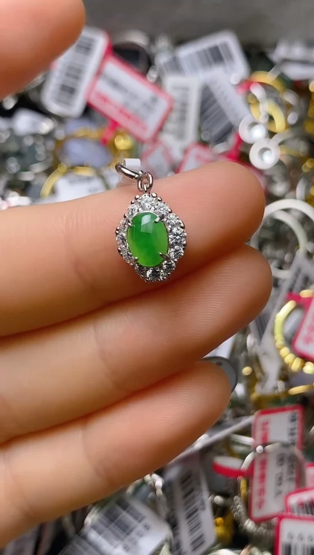 银S925镶嵌戒指翡翠百内无证书