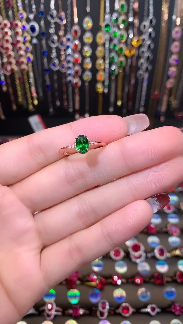 【闪购商品】透辉石戒指银S925镶嵌5.7玫瑰金