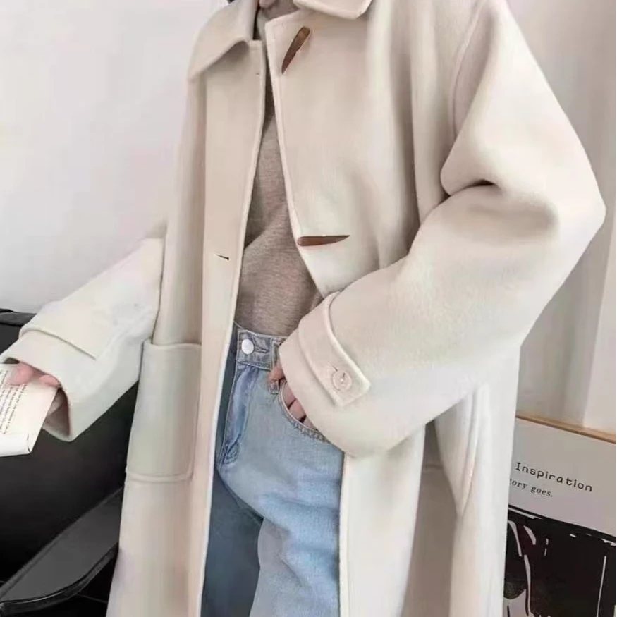 中长款双面呢大衣高端大气时尚百搭双面毛呢休闲气质秋冬