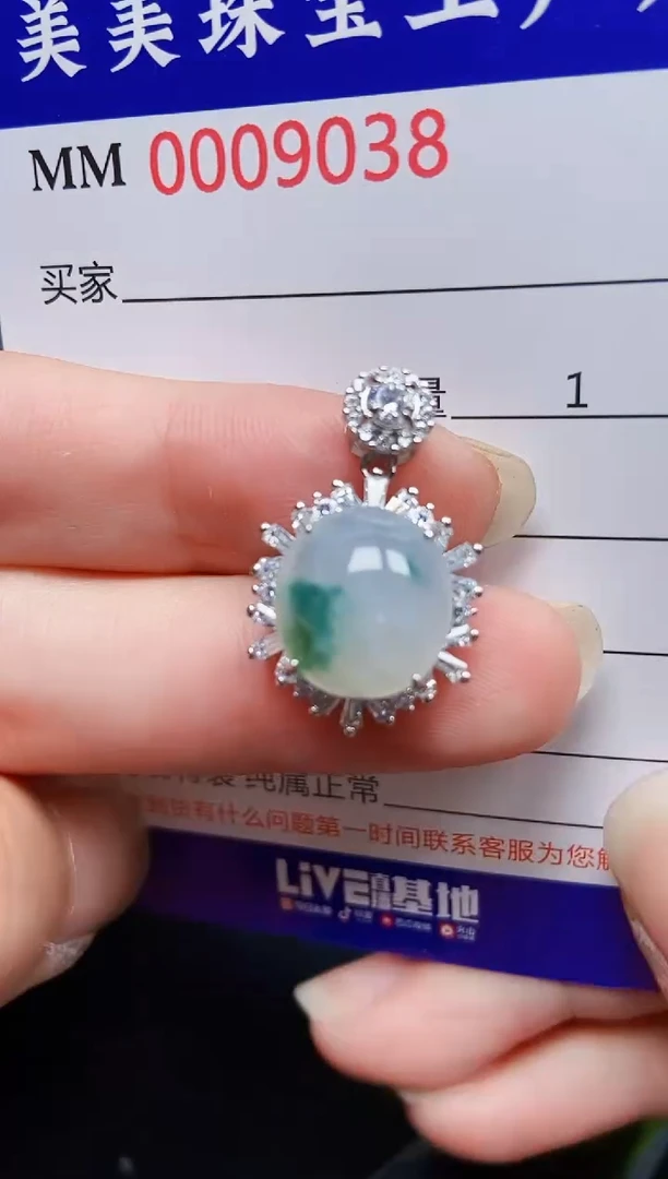 翡翠银S925镶嵌颈饰9038