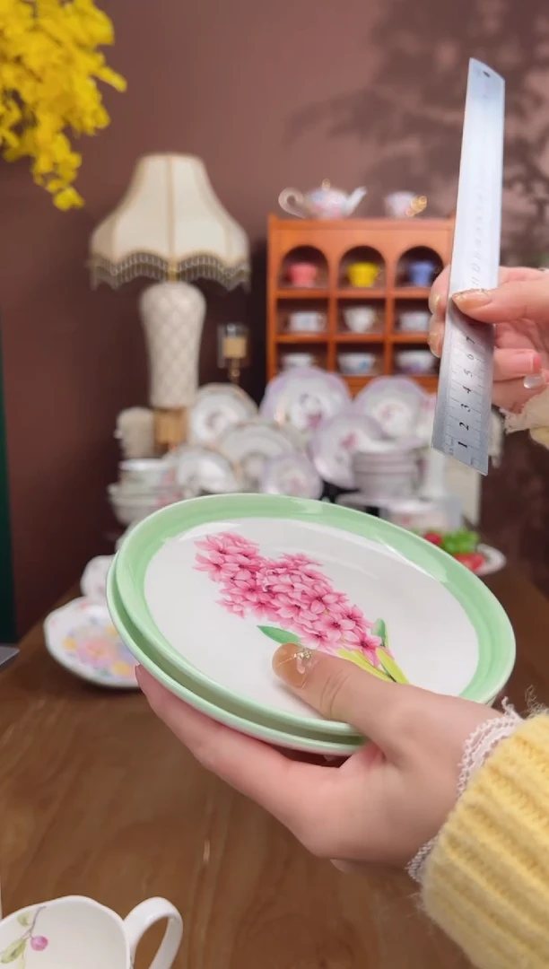 【闪购商品】瓦当6寸绿边深盘风信子2个