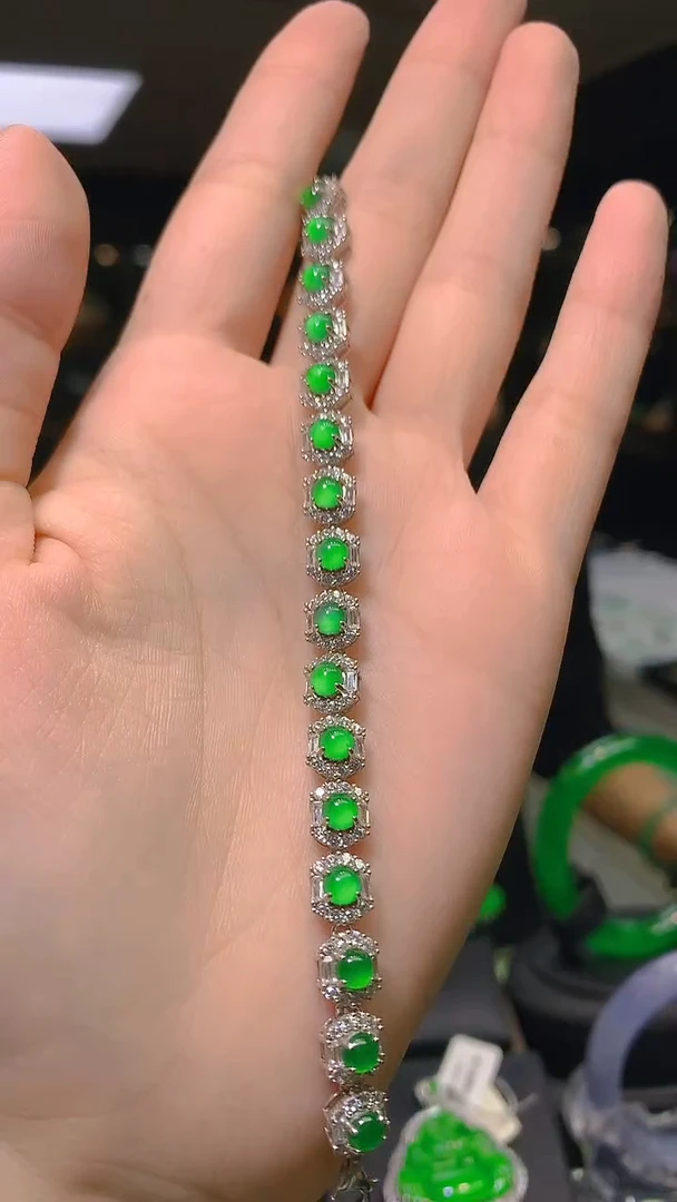 银S925镶嵌手链翡翠006（多样性发其一）
