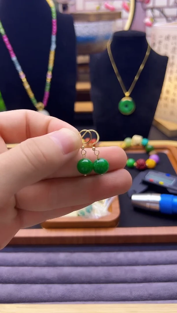 【闪购商品】翡翠耳饰14K金镶嵌E02