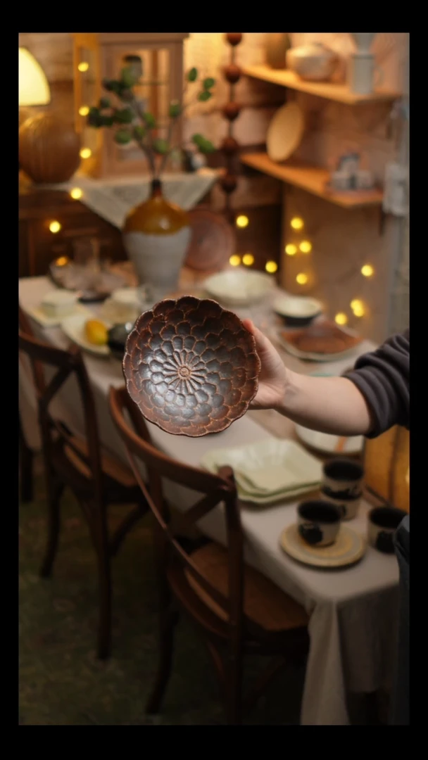 瓷片雾里工作室 花边盘1个